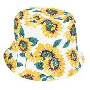 New White Sunflower Bucket Hat Adult Summer Shade One Size Sunflowers Women's